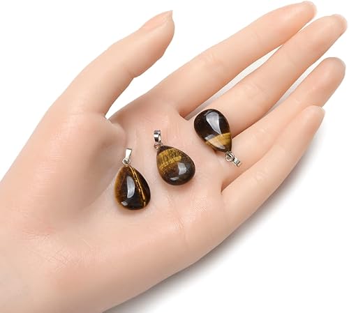 Miniatura 4 de 16 piezas de piedras preciosas naturales de ojo de tigre de Adabele colgantes de cristales curativos piedras de chakras de cuarzo de cristal de roca