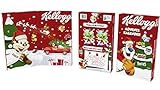 Insgesamt 1178g Cerealien enthält dieser Kalender. Befüllt mit gefüllt mit Kelloggs Cornflakes, Frosties, Coco Pops, Pops Choco, Miel Pops, Pop Tarts Chocotastic, Pop Tarts Strawberry Sensation