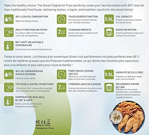 Miniatura 6 de iSmart Freidora de aire digital 3.5L, multifuncional, control de temperatura, (GLA-606)
