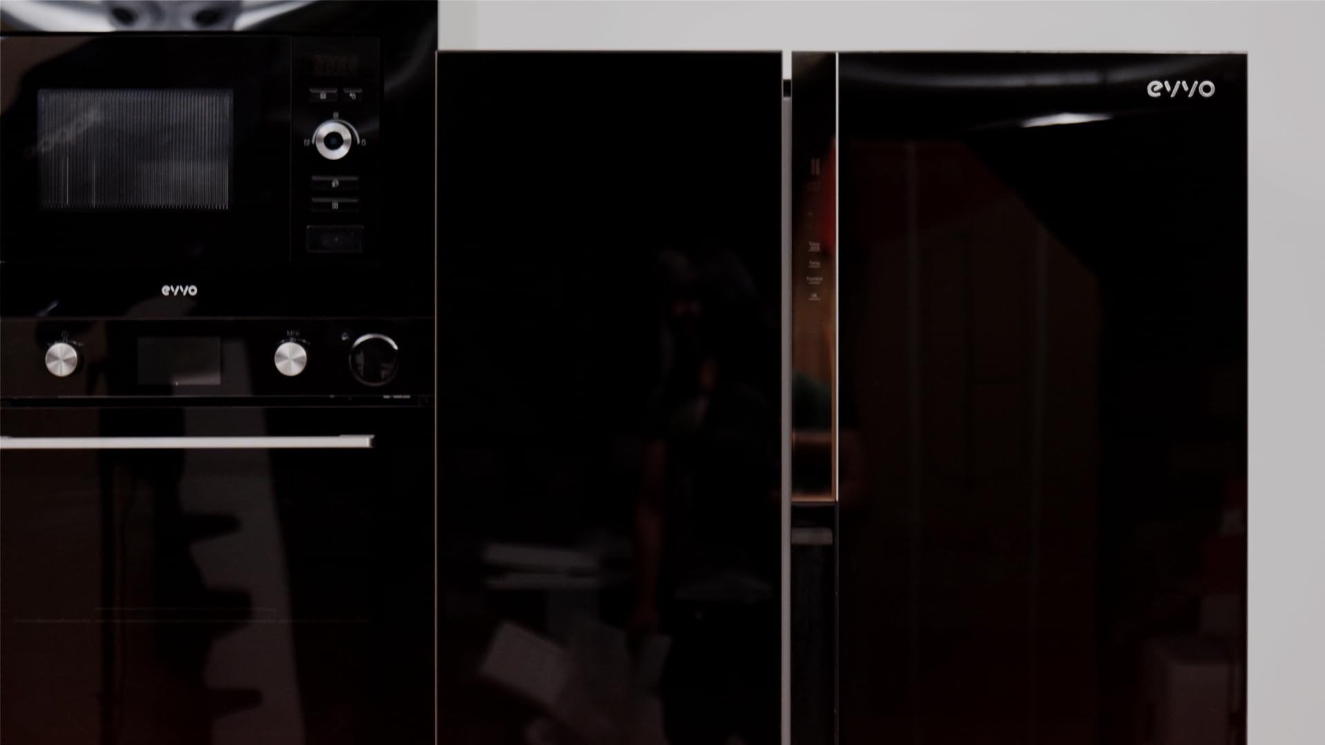 EVVO Frigorífico americano F90 Glass, Motor Inverter, Glass Door, Total No Frost, 352l + 198l, tecnología LECO, Negro