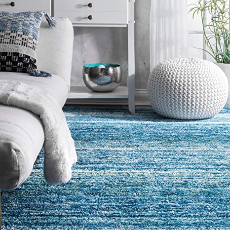 Image of Shaggy Rug for Bedroom Living Room 3X5 FEET Fluffy Plush Area Carpet with Non Slip Backing, Modern Cozy Floor Rug for Home Decor and Comfort (Blue /Multi)