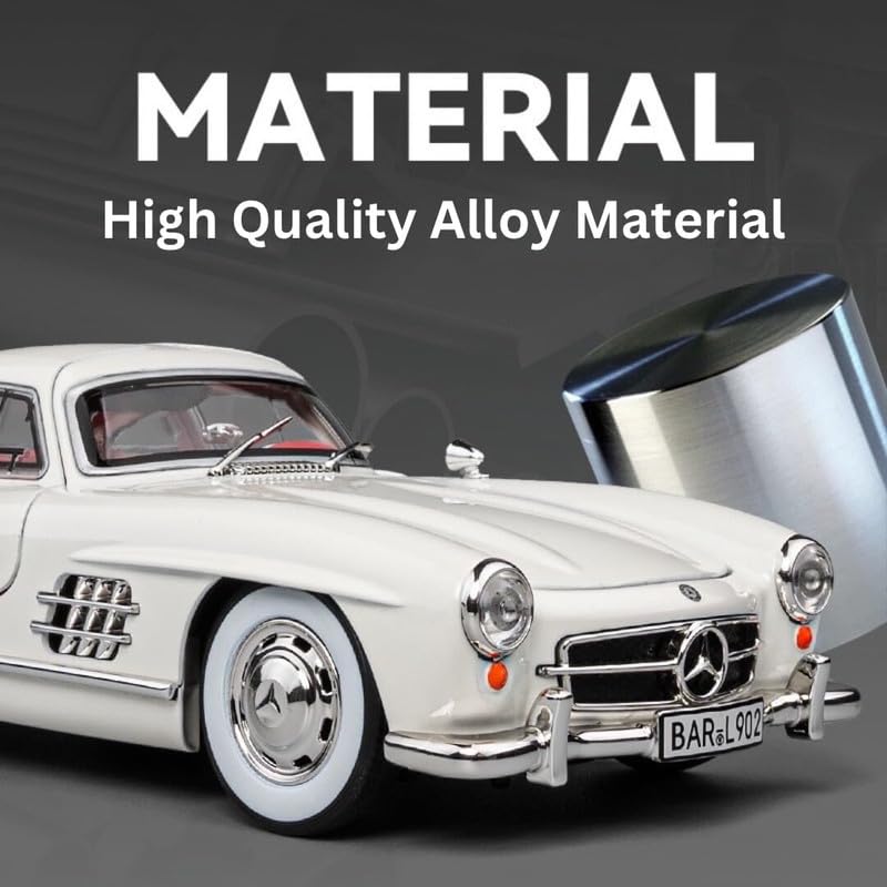 Image of Model 1:24 Marcedees Benz 300SL Model Alloy Metal Pull Back Die-cast Car Openable Doors with Sound and Light Vehicle Car Toy for Kids - Multicolor