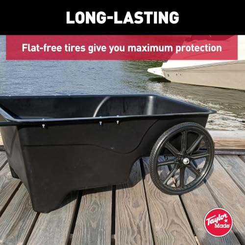 Taylor Made Dock Pro Dock Cart, 65 x 32 x 23-Inch, Ergonomic, Curved Handle, Marine Plastic Rim Wheels, 12 Cubic Feet, 350 lbs. Capacity, Hand Wheelbarrow for Garden, Landscape, Yard, Cargo - 1060 - image 6