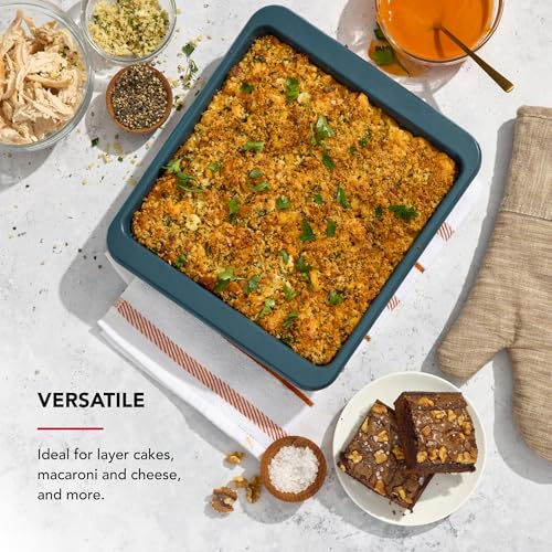 Image of KitchenAid Nonstick Swiss Engineered Aluminized Steel Square Cake Pan, Dishwasher Safe, Agave, 9 Inch