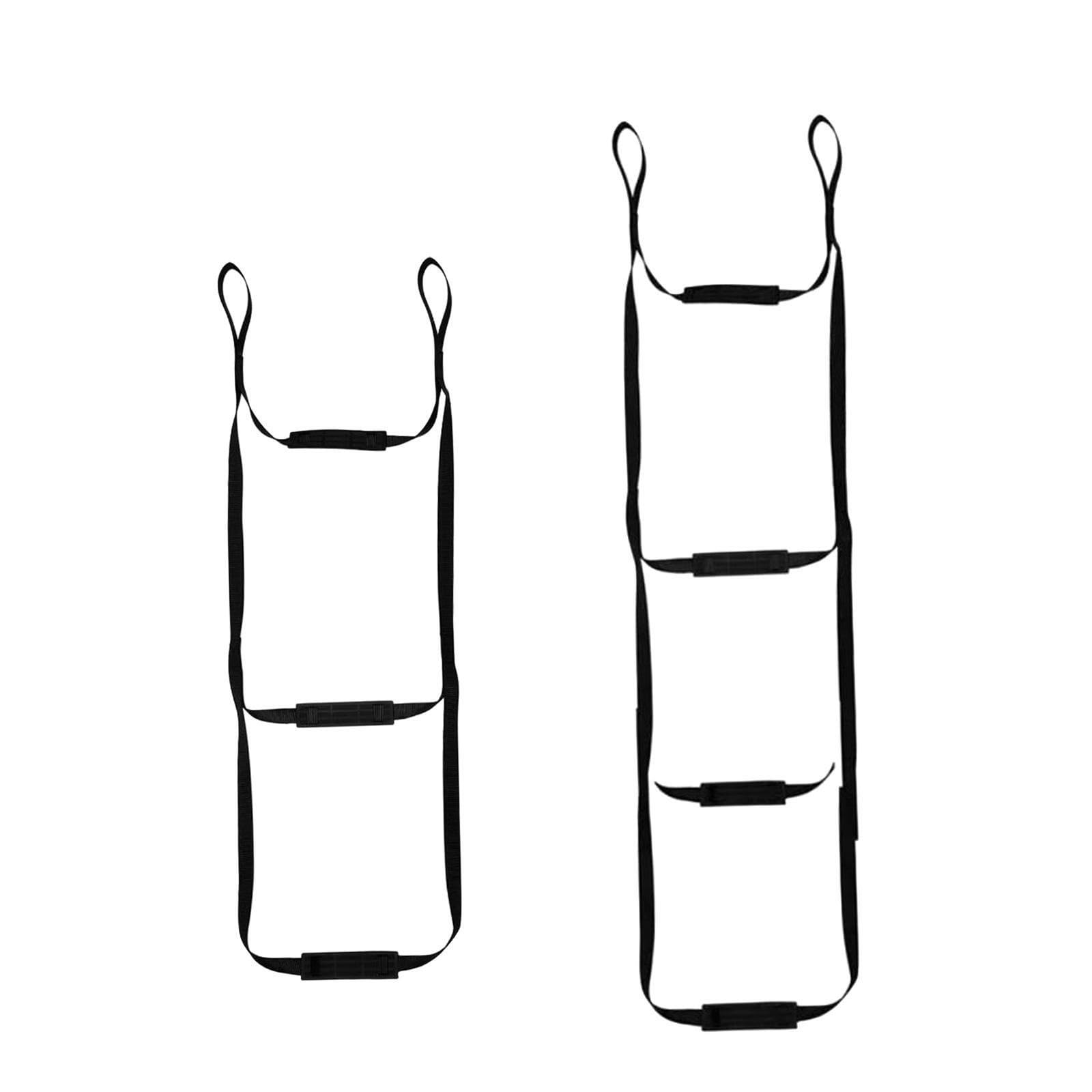 Marine Rope Ladder, Boat Rope Ladder Nylon Webbing For Kayak Sailboat Black 3/4 Steps(Black-4 Steps)