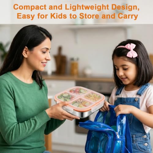 Image of Supvox Snack Box for Kids, Stainless Steel Bento Box Leak Resistant