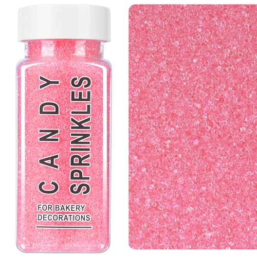 Image of Pink Sprinkles, Light Pink Sanding Sugar Crystals, 4.6 oz Edible Sparkling Sugar for Baking Topping, Cupcakes, Cookies, Ice Cream & Cake Decorating, Wedding Shower Party Christmas Valentines Supplies