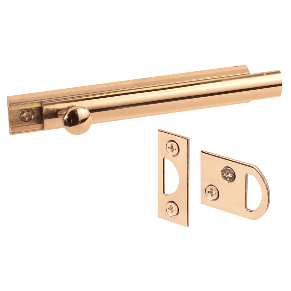 PRIME-LINE Defender Security U 9961 4-Inch Surface Bolt, Solid Brass, Polished Brass Finish