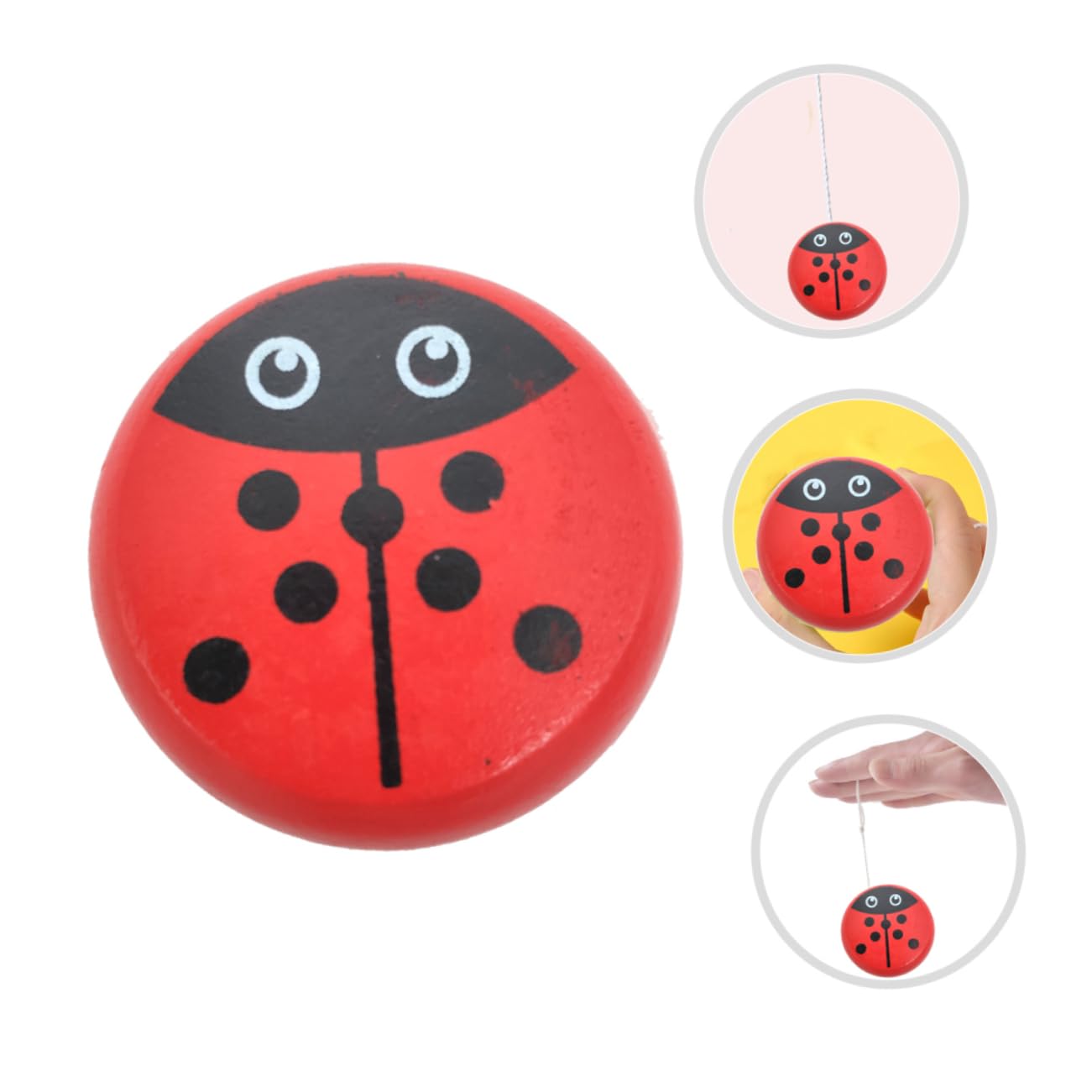 ERINGOGO Ladybird Wooden String Ball Toy Boys and Girls for Boys and Girls Hand-Eye Coordination Game