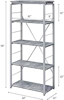 Vista 3 de Acme Jurgen - Estantería rectangular de 5 niveles de madera, color gris y plateado