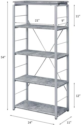 Miniatura 3 de Acme Jurgen - Estantería rectangular de 5 niveles de madera, color gris y plateado