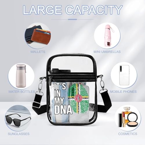 It's In My DNA Dominica Flag Clear Crossbody Bag Stadium Bag Adjustable Side Shoulder Bags Messenger Bag with 2 Compartments3