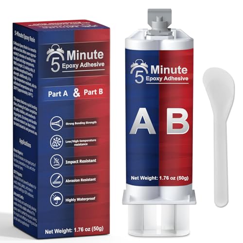 LAMXIN Colle Epoxy 5 Minutes 1.76oz, Durcissement Rapide Transparent, Bi-Composant, Convient au Métal, au Bois, au Plastique, au Verre et à la Céramique