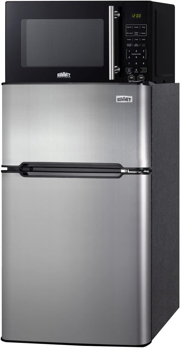 Summit MRF34BSSA Compact Microwave Refrigerator-Freezer Combination - Two-Door ENERGY STAR Fridge with 700 Watts Microwave - Ideal for Hotels, Dorms, and Office Breakrooms