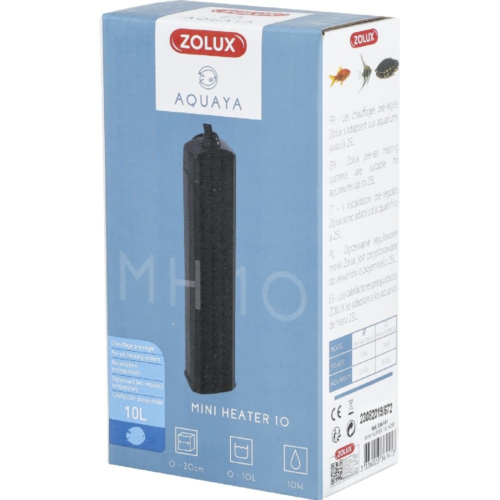 Mini chauffage - Zolux - Pour aquarium jusqu'a 10 L - Température constante 25°C - 10W - Noir