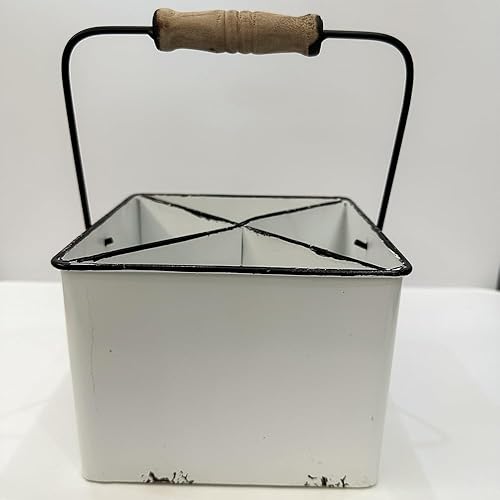 Miniatura 4 de Organizador portátil de almacenamiento de metal con 4 compartimentos y asa, perfecto para clasificar cuidadosamente artículos de cocina, oficina y