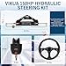 Vikua 150hp Hydraulic Outboard Steering Kit with Steering Wheel, Cylinder, Helm Pump, Hoses, and Installation Parts – A Complete Boat Hydraulic Steering System for Single Engine Boats