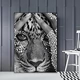 KEMEIQI Luxuriöser Tigerdruck, Luxusmode, Schwarz-Weiß-Design, Wandkunst, Luxus-Leinwandgemälde, Luxusmode-Poster, Dekoration (30 x 50 cm)