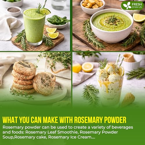 Image of FreshDrinkUS, Premium 8oz Rosemary Leaves Powder, 100% Natural & Pure, Herbal Tea, No Sugar, No Caffeine, No Gluten, Vegan.