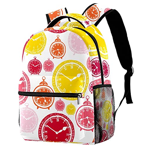 Sac à dos de voyage confortable porte-bouteille enfant motif horloge