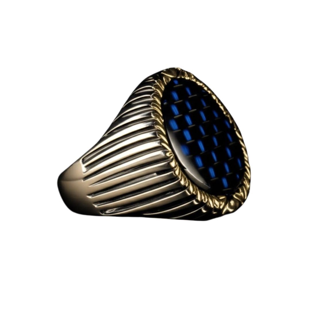 the men thing Royal Series - MIDNIGHT MATRIX RING - Pure Stainless Steel Men’s Steel-Gold-Plated Ring – Statement Luxury Jewelry (Size : 16-21-25)-picture-37