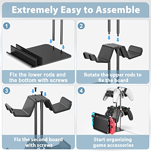 Oivo Controller Organizer For Desk, Display Controller Stand For Ps5/ Ps4/ Xbox Series/One X/S/Nintendo Switch Controller & Headset Stand, Controller Desk Mount & Storage For 4 Packs Game Controller #TOP3