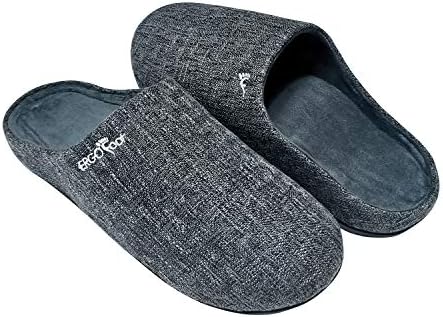 ERGOfoot Orthotic Slippers with Arch Support for Plantar Fasciitis Pain Relief, Comfortable Orthopedic Clog House Shoes with Indoor Outdoor Anti-Skid Rubber Sole