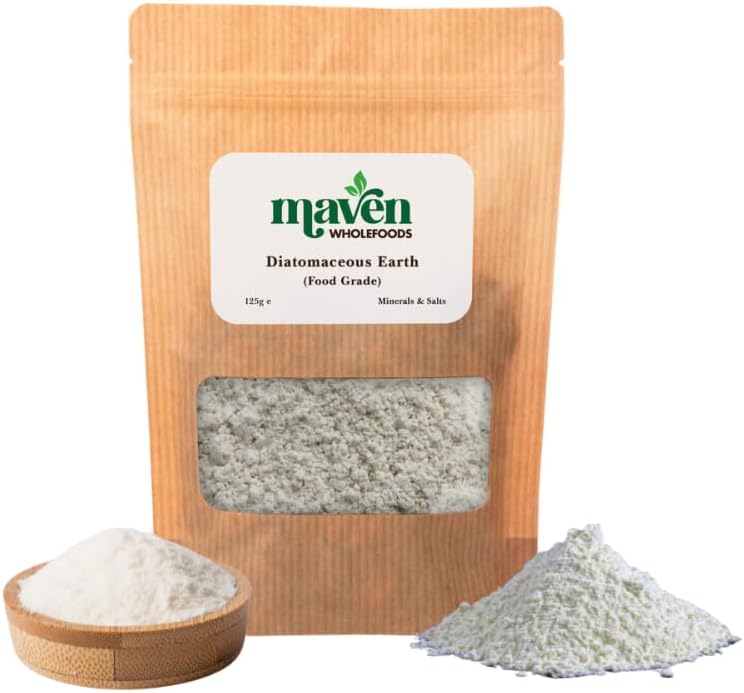 Diatomaceous Earth Food Grade Powder 125g | Ultrafine Natural DE | Detox Cleanse & Silica Supplement | Edible | Flea & Bed Bug Control | Non-Toxic | Garden & Pet Safe