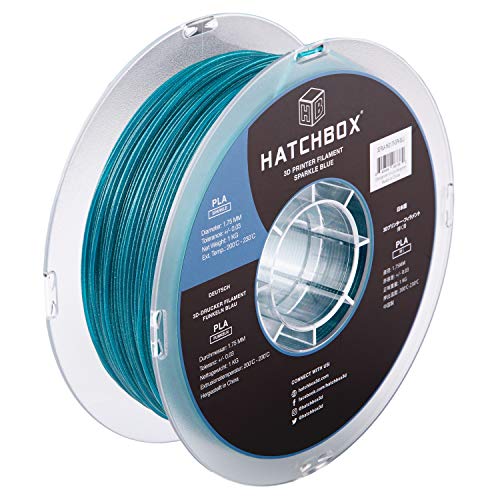 HATCHBOX Sparkle PLA 3D Printer Filament, Dimensional Accuracy +/- 0.03 mm, 1 kg Spool, 1.75 mm, Blue