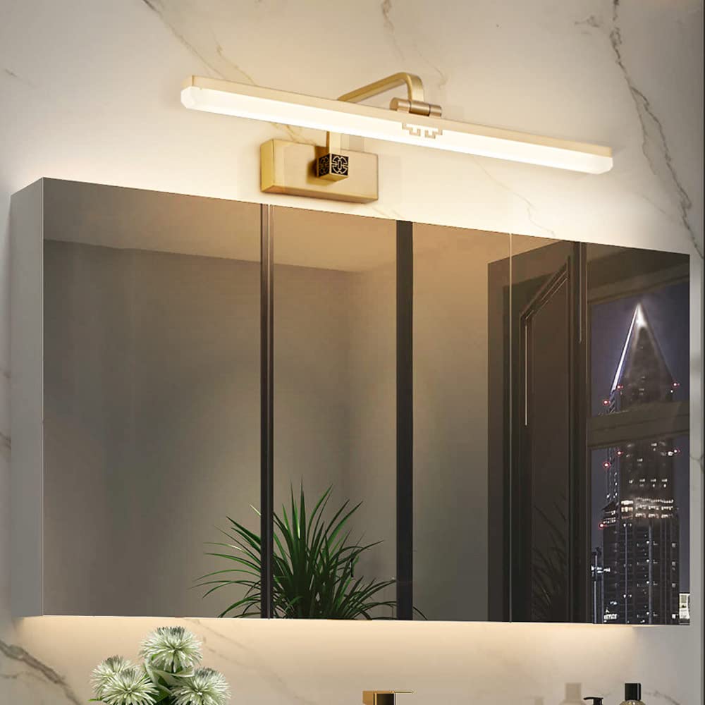 Applique da Parete Luce per Specchio Luce per toeletta a LED Lampada Frontale per Specchio Regolabile lampade lineari per Specchio da Bagno lampade per,Rame-38cm