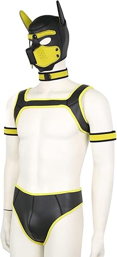 Miniatura 4 de BaronHong Kit de máscara de cabeza completa de neopreno para perro, disfraz novedoso con cuello y correa y ropa interior