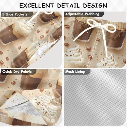 Pigsaly Boys Swim Trunks Hot Drink Coffee Cup Boys Board Shorts Swimsuit Swimwear Summer Bathing Suit 4T3