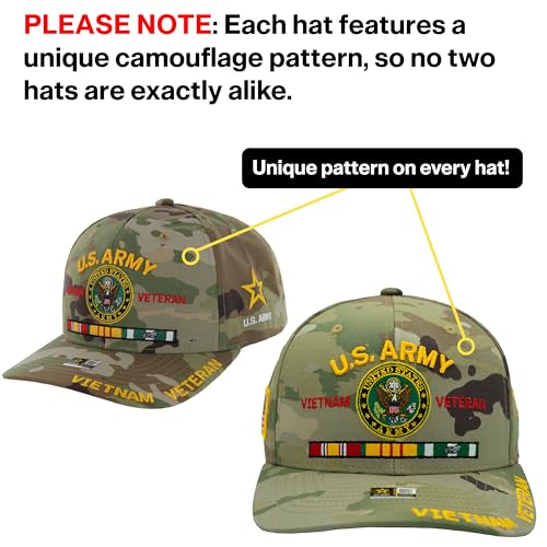 Image of Vietnam Veteran Hat US Army Official Licensed Army Veterans Embroidered Adjustable Military Baseball Cap for Men