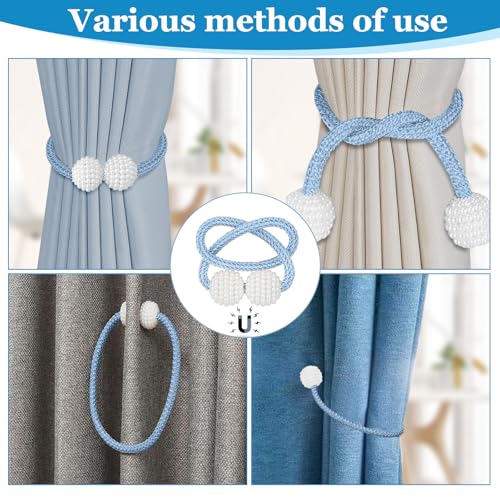 Image of 2Pack Magnetic Curtain Tiebacks, Curtain Tiebacks Buckles Holdbacks Holder Hooks Clip,Decorative Drape Handmade Curtain Tie Back(Turquoise)
