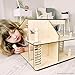 Wooden Dollhouse - Portable Toy Doll House Modern Design for Small Dolls & Toys up to 3