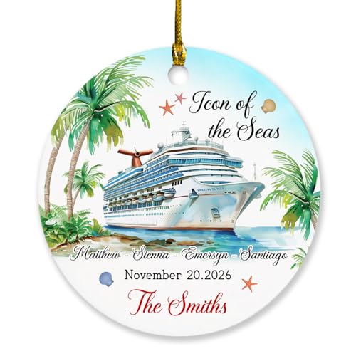 Cruise Xmas Ornament 2026, Personalized Cruise Ship Vacation Keepsake Ornament, Cruise Ship Ornament 2026 Gift for Cruise Lover, Custom Ship Name/Location/Date/Name Family Cruise Christmas Ornament