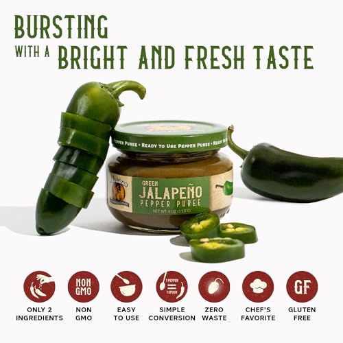 Image of Louisiana Pepper Exchange Green Jalapeno Pepper Puree Sauce Salsa, Hot Spicy Flavor Seasoning, Plant-Based, Gluten-Free, Replaces Diced Jalapenos, 2 Pack