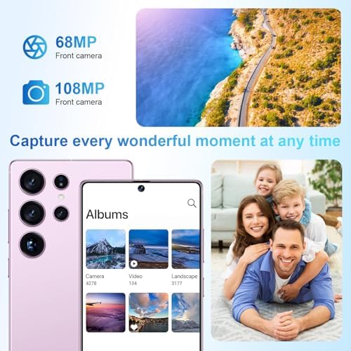 Fadnou S25 Ultra Unlocked Cell Phone, Built in Pen, Smartphone Battery 7000mAh, 6.99" HD Screen Unlocked Phones, 16+512GB 5G The Phone Android 14, Face ID/Fingerprint Lock/GPS (Purple) — view 2