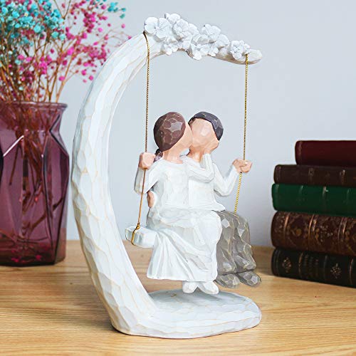 Jinhuoba Romantic Couple Figurines In Love, 9 Inch Hand Painted Sweet Loving Together Couple Sculpture Statue To Remember Beautiful Moment, Best Gifts For Valentine'S Day Anniversary Weddings thumb #2
