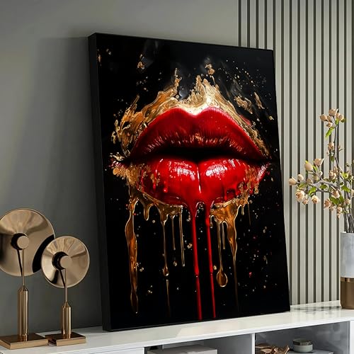 Impression d'art sur toile lèvres rouges poster deco mur vide