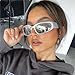 knliwkm Y2K Wrap Around Sunglasses Fashion Rave Metallic Chrome Space Alien Glasses Futuristic Shades Sports for Women Men
