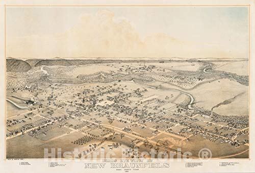 Historic Map - Bird’s Eye View of New Braunfels Comal