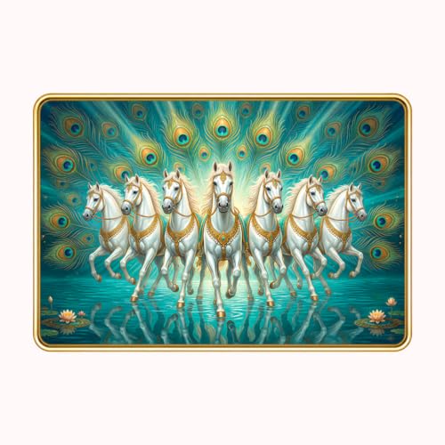 Image of 7 Running Horses Vastu Photo Frame, 8x12 Inch