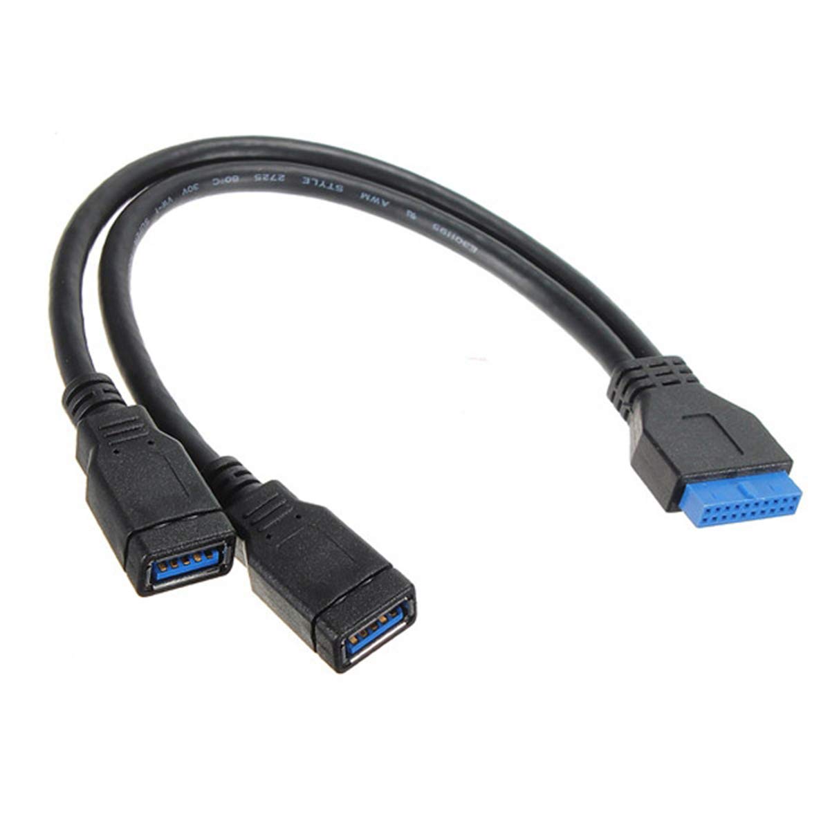 2ポートUSB 3.0 Aネジ留め式パネルマザーボードへの取り付け20ピンフラットケーブルコード 27cm