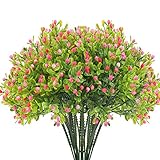 jardineras flores artificiales No se requiere cuidado de tiempo: La arbusto artificial exterior son resistentes a los rayos UV y nunca se desvanecen, y se pueden colocar al aire libre, porches, jardines, y donde el clima cálido mata las flores.
