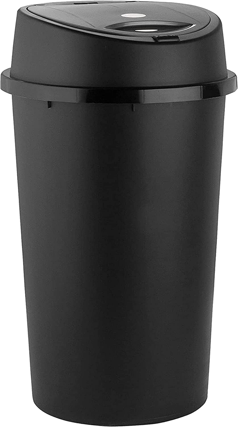VTL® HEAVY DUTY 45L TOUCH TOP DUSTBIN - BLACK BIN WITH REMOVABLE LID - HOME - OFFICE - SCHOOL - WASTE - INDOOR - OUTDOOR