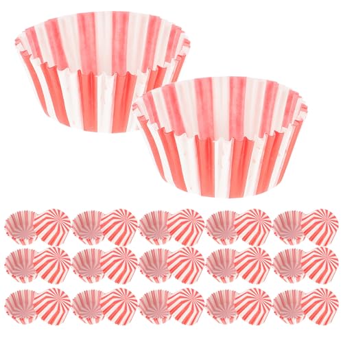 Sewroro Pirottini per Muffin a Righe Rosse e Bianche in Carta da Forno Confezione da 100 Pezzi Resistente al Calore per Cupcake Torte e Dolci per Feste e Occasioni Speciali