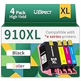 LEMERO UEXPECT 910XL Ink Cartridges Replacement for HP 910XL Ink Cartridges Combo Pack Fits for HP Printers HP OfficeJet Pro 8025e 8028e 8015e 8025 8028 8034, 4 Pack (BKCMY)
