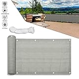 [page_title]-Froadp 90x600cm HDPE Balkonbespannung mit Ösen und Kordel Blickdicht Windschutz Sonnenschutz Balkonverkleidung für Gartenzaun Balkonzaun(Grau)