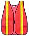 MCR Safety V211R Polyester Mesh General Purpose Safety Vest with 3/4-Inch Lime Reflective Stripe, Fluorescent Orange (Pack of 10)